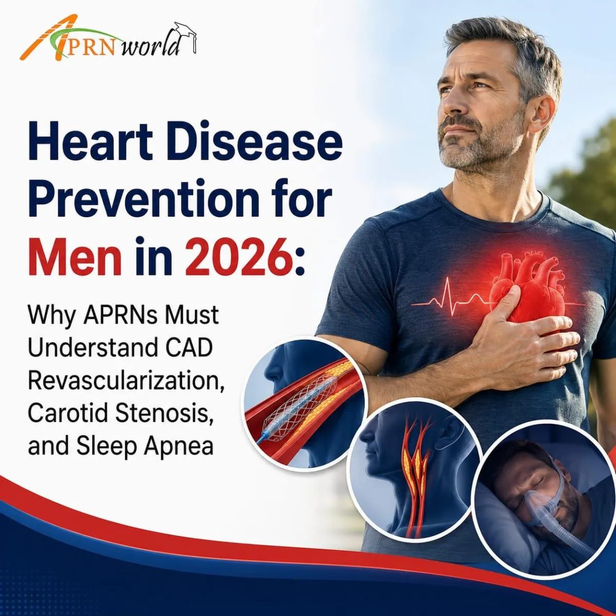 Heart Disease Prevention for Men in 2026: Why APRNs Must Understand CAD Revascularization, Carotid Stenosis, and Sleep Apnea